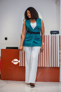 Blazer croisé sans manches Emeraude
